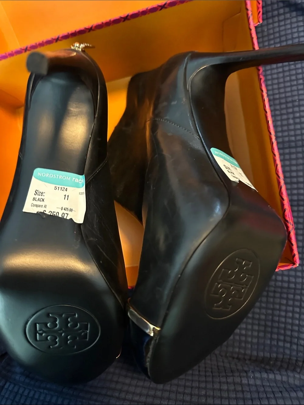 Tory Burch Black Women's Ankle Boots with Gold Accent